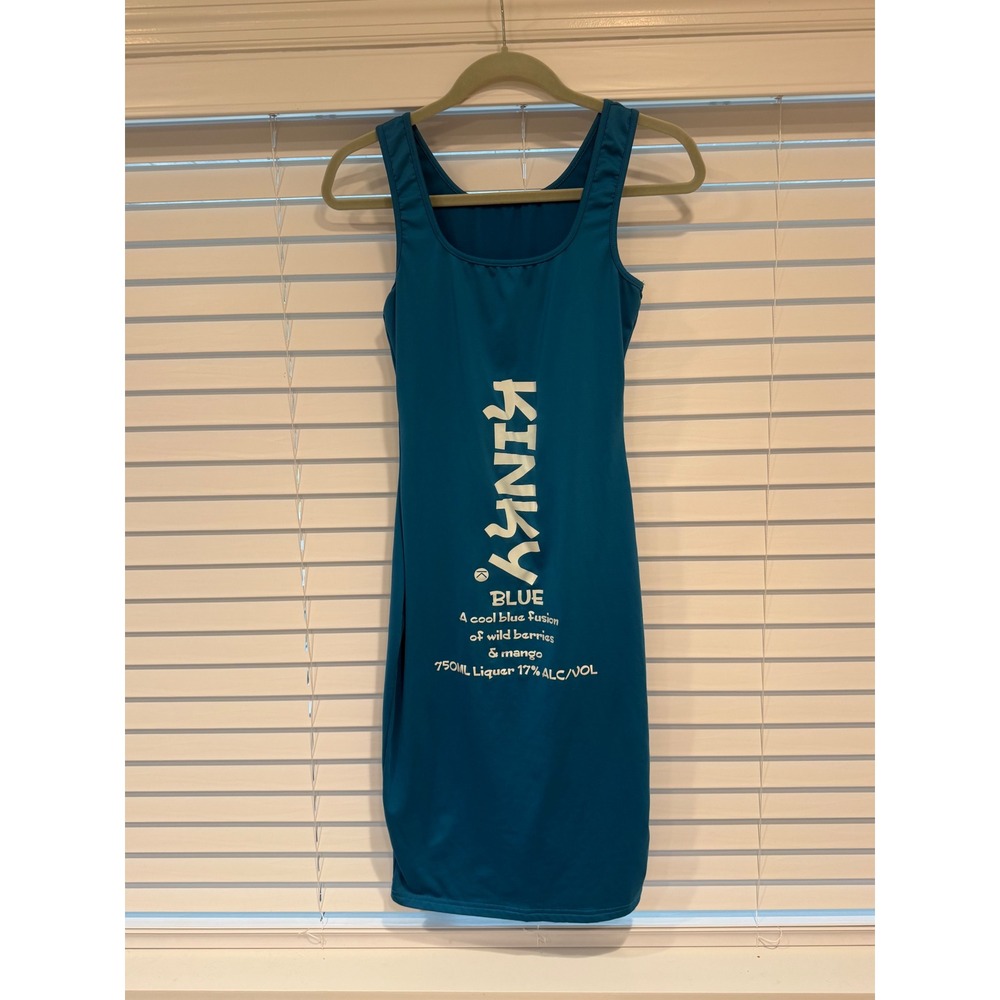 Costume Kinky Blue Liqueur Bodycon Mini Dress Teal Blue Sleeveless Graphic